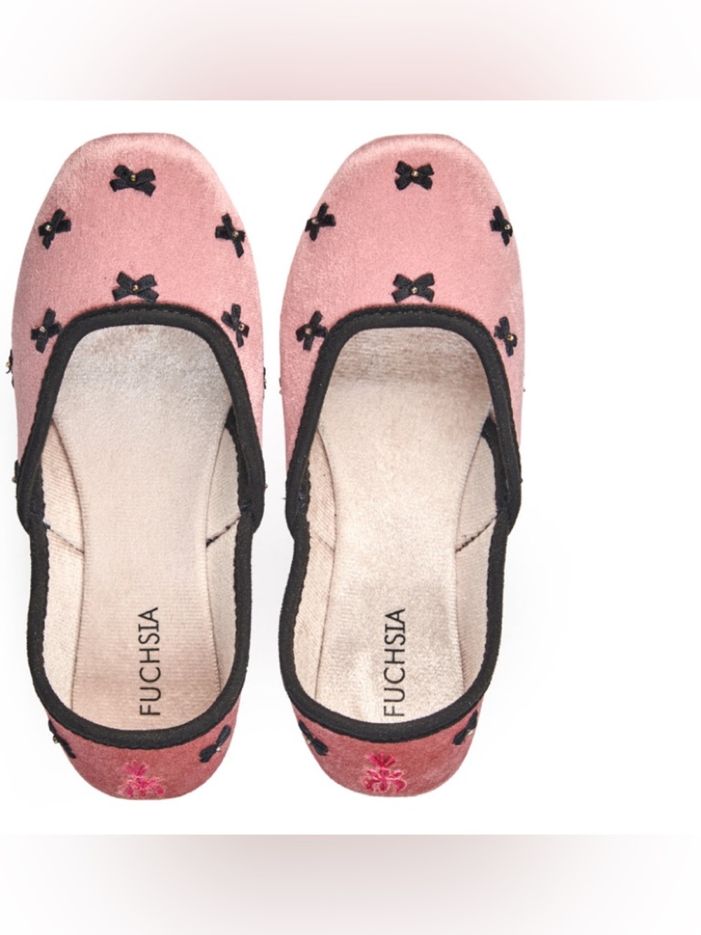 FUCHSIA women’s Serafina Embroidered Velvet Flats
